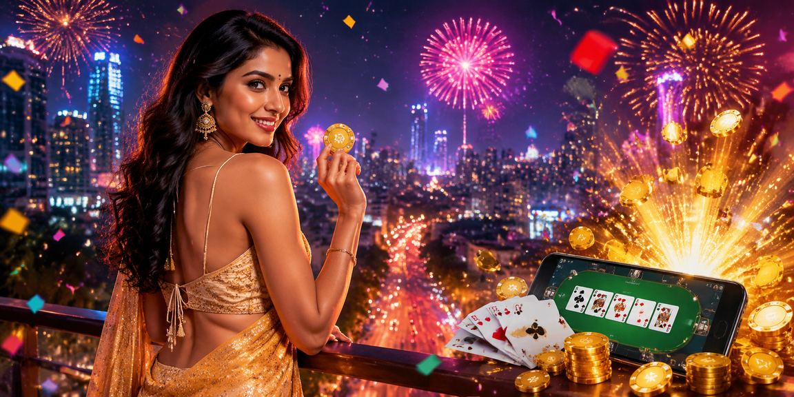Modern Indian cityscape with mobile and casino gaming concept