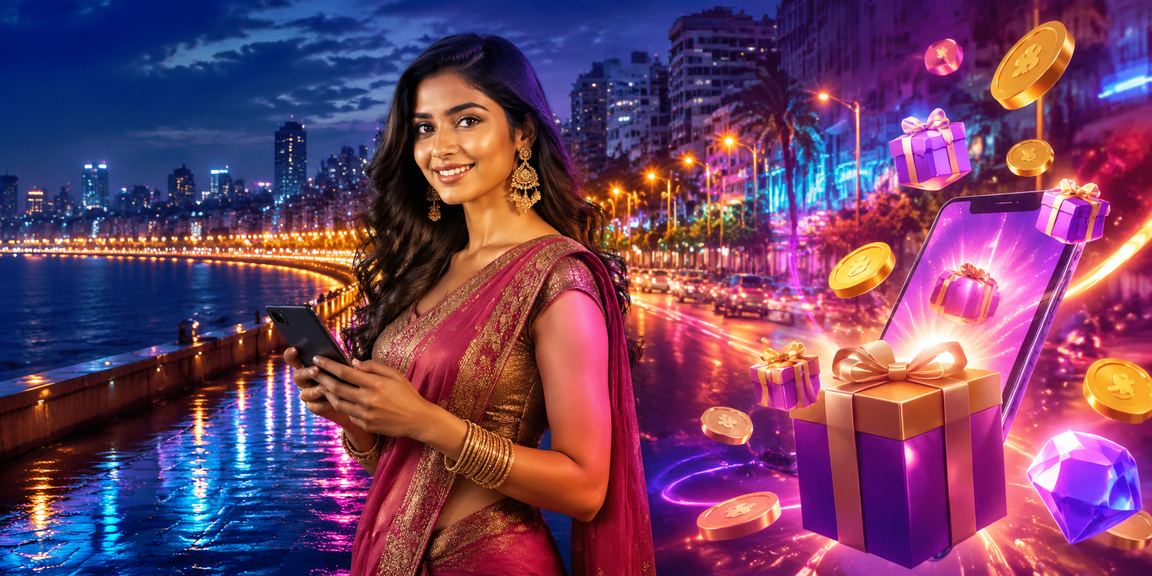 Player enjoying live baccarat game at night in Mumbai Marine Drive
